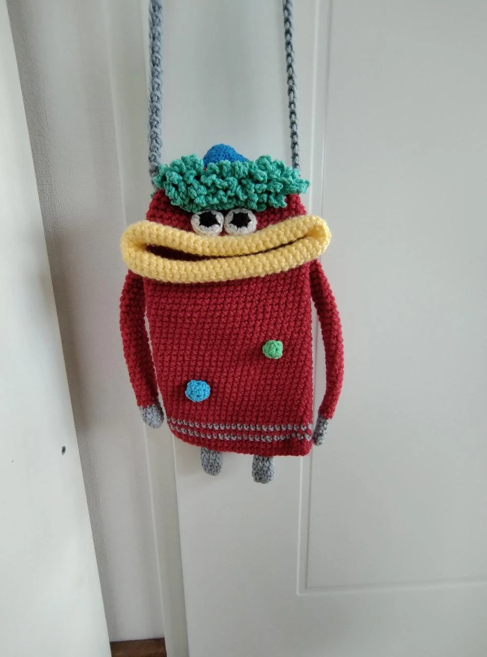 Handmade phone bag shoulder bag little monster big mouth red – photo 2